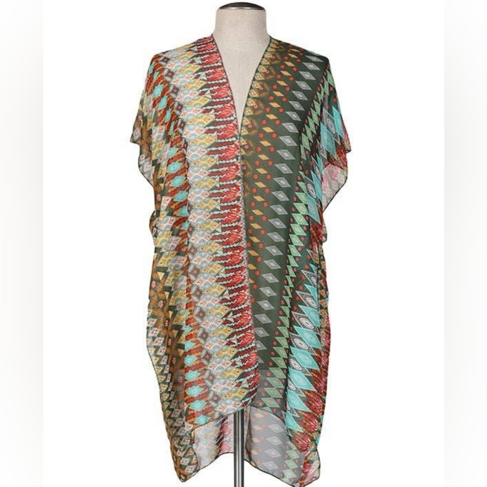 Multicolor Geometric Women Swim Coverup - Picture 2 of 4